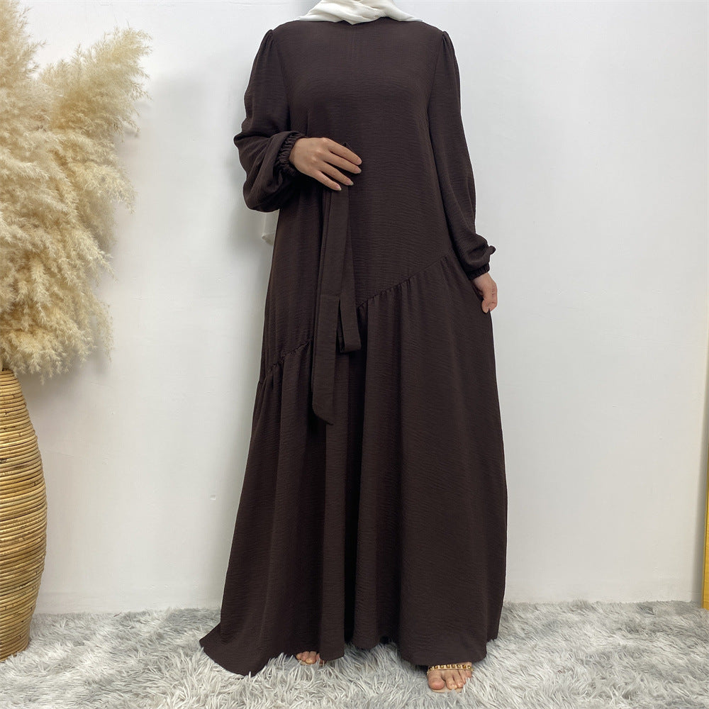 Naher Osten Dubai Mode Damenbekleidung Einfarbige Nähte Big Swing Kleid