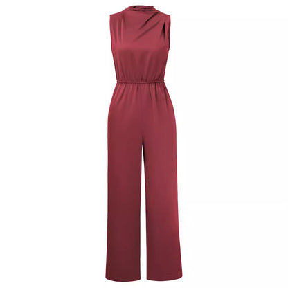 Einfarbiger ausgehöhlter Jumpsuit für Damen