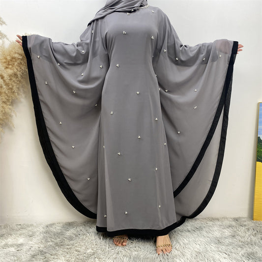 Türkische Chiffon Patchwork Robe mit langen Fledermaus ärmel