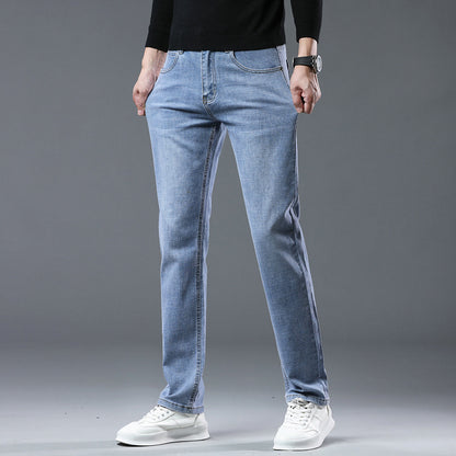 Spring Summer Clothes Straight All-matching Light Business Casual Stretch Men's Denim Trousers