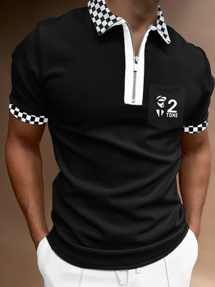 Herren-POLO-Shirt, gestreift, bedruckt, kurzärmelig, T-Shirt mit Revers