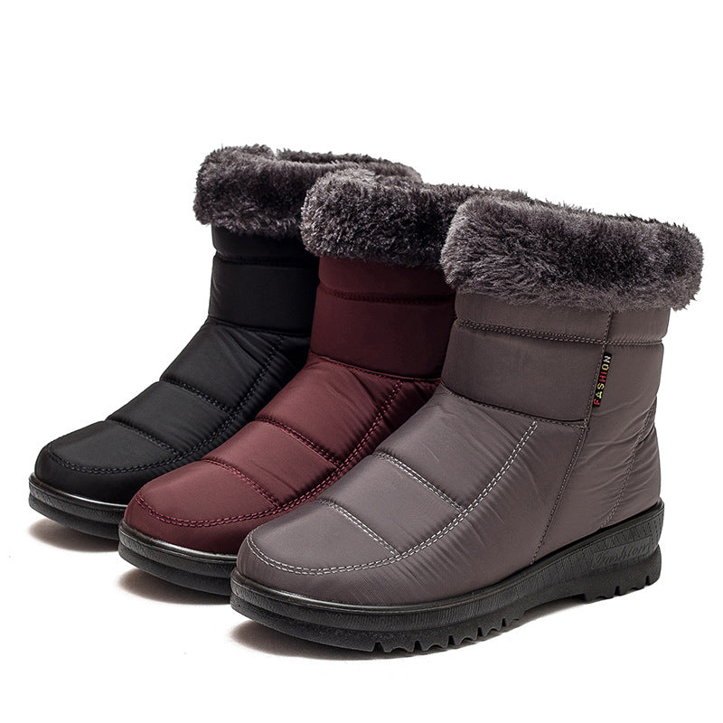 Winter-Schneestiefel, warme Winterschuhe für Damen, Stiefel mit niedrigem Absatz