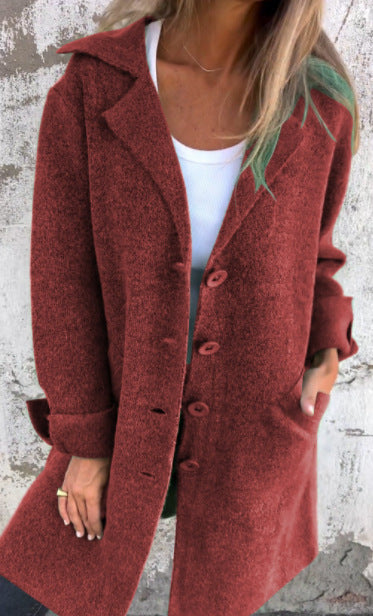 Einreihiger Cardigan mit Revers und Taschen