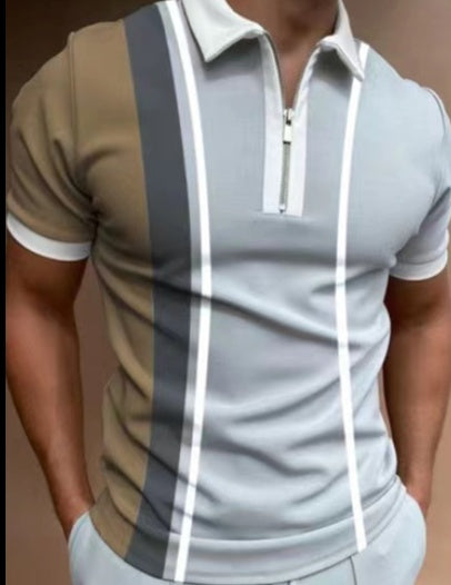 Herren-POLO-Shirt, gestreift, bedruckt, kurzärmelig, T-Shirt mit Revers