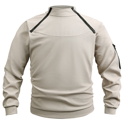 Stand Collar Men's Sweater Warm And Loose Solid Color Clothing