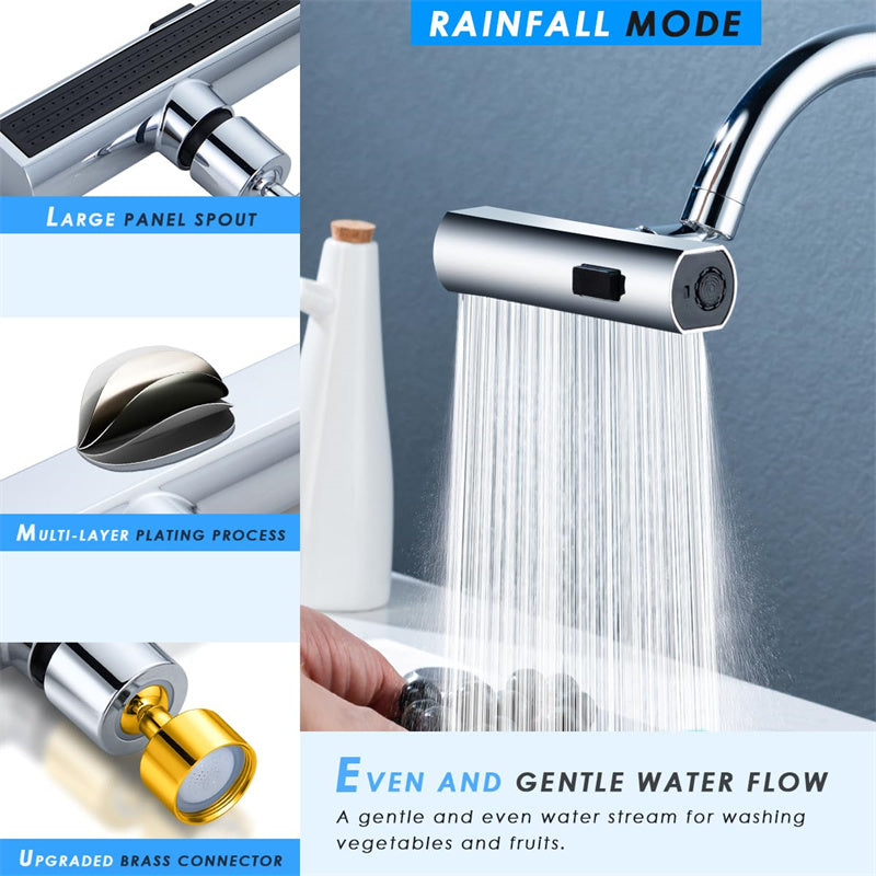 Kitchen faucet, waterfall outlet, splash-proof, universal rotating bubbler, multifunctional water nozzle extension