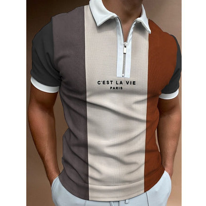 Herren-POLO-Shirt, gestreift, bedruckt, kurzärmelig, T-Shirt mit Revers