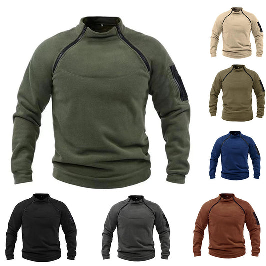 Stand Collar Men's Sweater Warm And Loose Solid Color Clothing