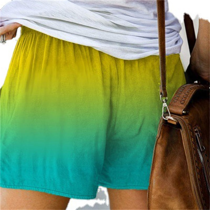 Damen Mode Gradienten Farbe Tasche Breite Bein Shorts