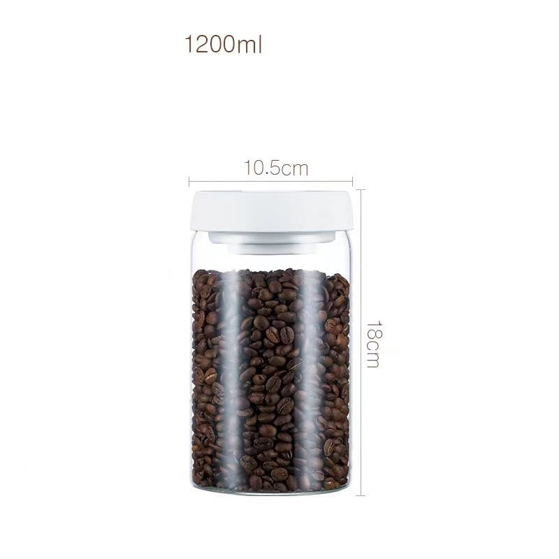 Vacuum Sealed Jug Set Black Coffee Beans Glass Airtight Canister Kitchen Food Grains Candy Keep Good Storage Jar Set Kitchen Gadgets