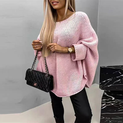 Winter Loose Batwing Sleeve Pullover Sweater Fashion Oversized Knitted Shawl Sweater Tops For Women Clothing