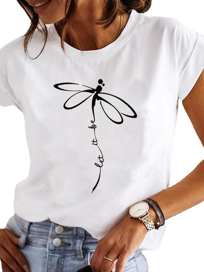 Sommer T-Shirt mit Verschiedenen Aufdruck Muster