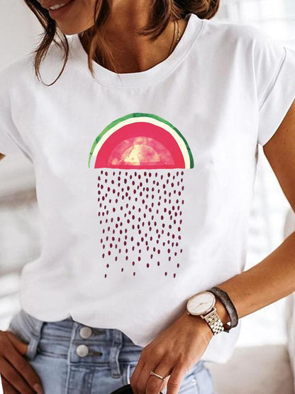 Sommer T-Shirt mit Verschiedenen Aufdruck Muster