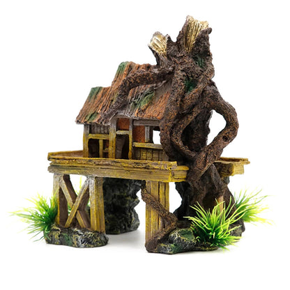 Aquarium Decorations Thatched House Resin Crafts