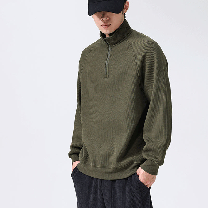 Fashion Stand-collar Fleece Sweatshirt Winter Warm Long Sleeve Top Men's Clothing