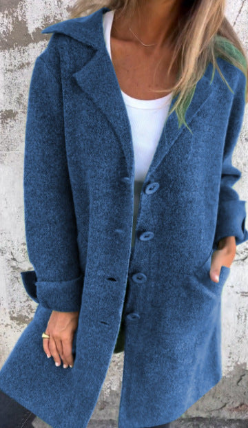 Einreihiger Cardigan mit Revers und Taschen