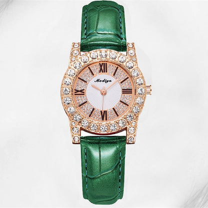 Women's Korean-style Diamond-embedded Creative Watch With Roman Scale