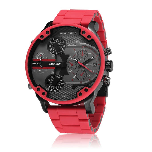 Rubber Steel Band Sports Dual Movement Watch