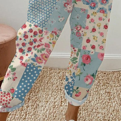 Damenhose mit kreativer Blume und verstellbarer Taille